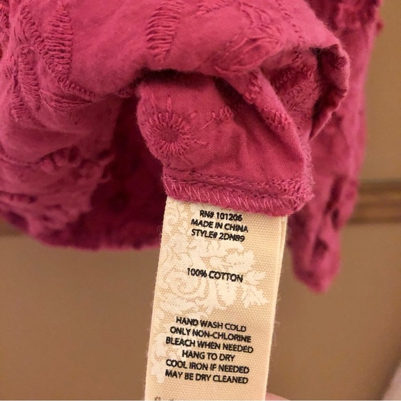 Soft Surroundings Floral Appliqué Button Front Blouse Pink Fuchsia Small - Picture 5 of 6